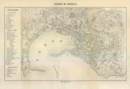 Historic Map - Genova Italy - Castro 1870 - 33.63 x 23 - Vintage Wall Art