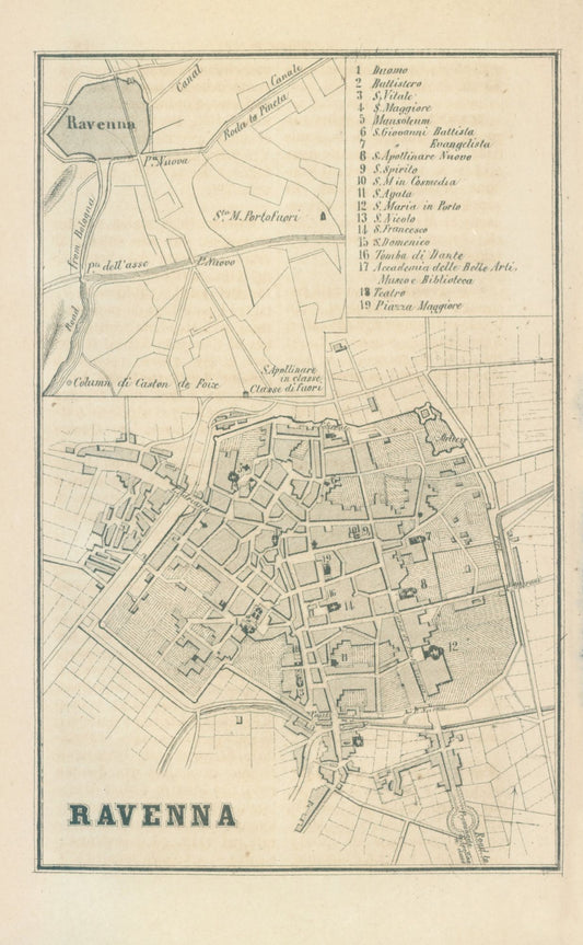 Historic Map - Ravenna Italy - Castro 1870 - 23 x 37.26 - Vintage Wall Art