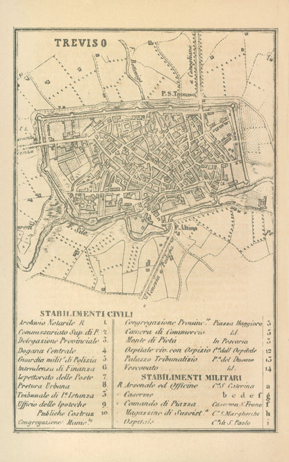 Historic Map - Treviso Italy - Castro 1870 - 23 x 36.78 - Vintage Wall Art