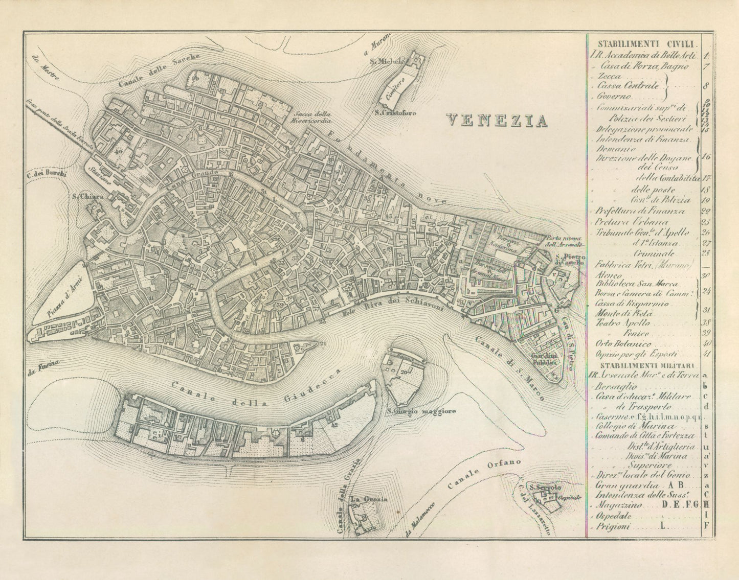 Historic Map - Venezia Italy - Castro 1870 - 29.29 x 23 - Vintage Wall Art