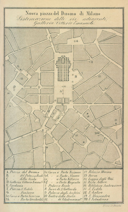 Historic Map - Milano Italy - Castro 1870 - 23 x 38.06 - Vintage Wall Art