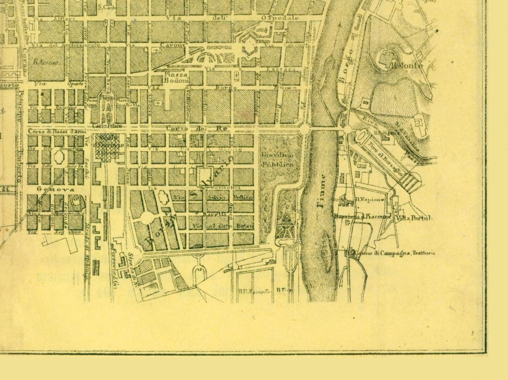 Historic Map - Torino Italy - Muggiani 1865 - 30.72 x 23 - Vintage Wall Art