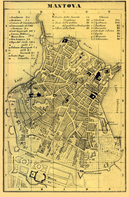 Historic Map - Mantova Italy - Muggiani 1865 - 23 x 34.98 - Vintage Wall Art