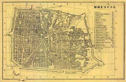 Historic Map - Brescia Italy - Muggiani 1865 - 35.39 x 23 - Vintage Wall Art