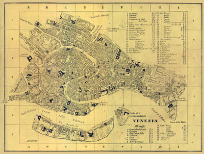 Historic Map - Venezia Italy - Castro 1870 - 30.42 x 23 - Vintage Wall Art