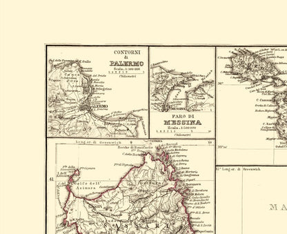 Historic Map - Italy Islands - Perthes 1870 - 28.22 x 23 - Vintage Wall Art