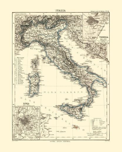 Historic Map - Italy - Perthes 1870 - 23 x 28.64 - Vintage Wall Art