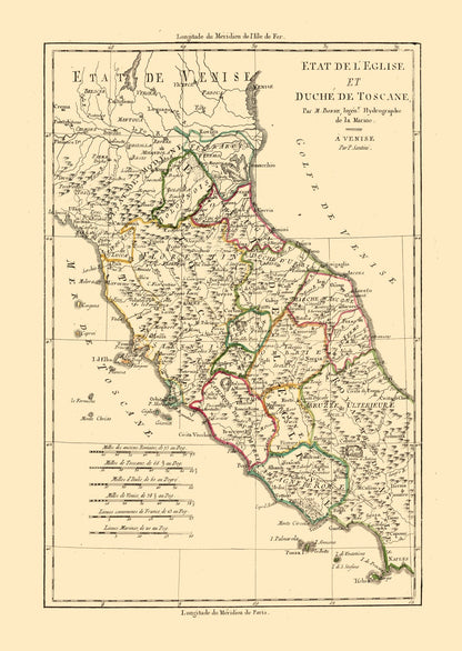 Historic Map - Tuscany Italy - Santini 1794 - 23 x 32.40 - Vintage Wall Art