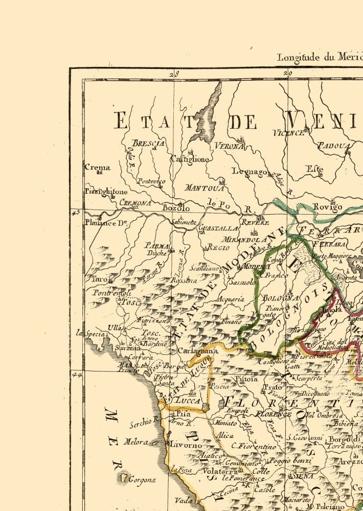 Historic Map - Tuscany Italy - Santini 1794 - 23 x 32.40 - Vintage Wall Art