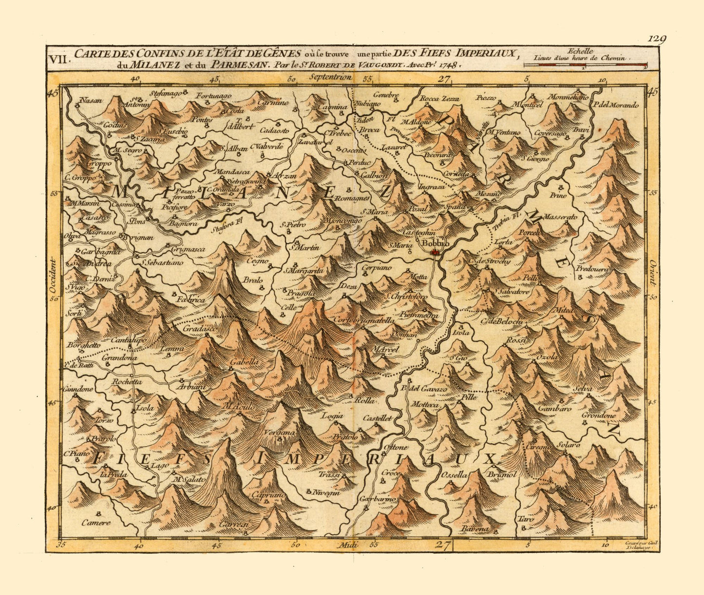 Historic Map - Piacenza Province Italy - Robert 1748 - 27.23 x 23 - Vintage Wall Art