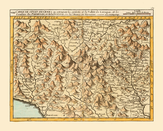 Historic Map - Genoa Province Italy - Robert 1748 - 28.44 x 23 - Vintage Wall Art