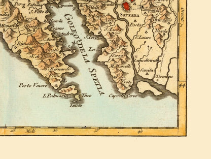 Historic Map - Spezia Province Italy - Robert 1748 - 30.57 x 23 - Vintage Wall Art