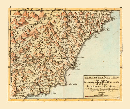 Historic Map - Savona Province Italy - Robert 1748 - 27.24 x 23 - Vintage Wall Art