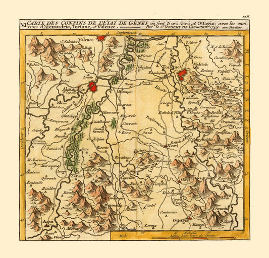 Historic Map - Alessandria Province Italy - Robert 1748 - 23.92 x 23 - Vintage Wall Art