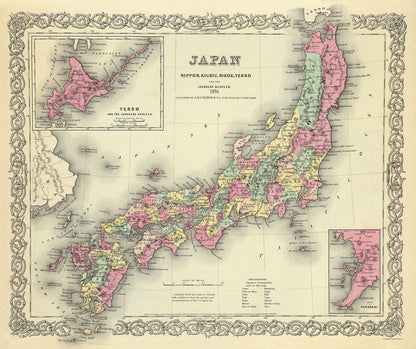 Historic Map - Japan - Colton 1856 - 27.38 x 23 - Vintage Wall Art