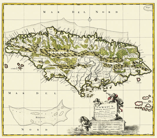 Historic Map - Jamaica - Visser 1680 - 26.13 x 23 - Vintage Wall Art