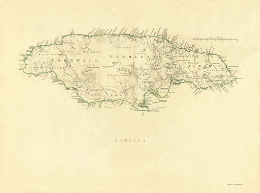 Historic Map - Jamaica - Jefferys 1760 - 23 x 30.98 - Vintage Wall Art