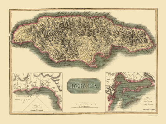 Historic Map - Jamaica - Thomson 1821 - 23 x 30.77 - Vintage Wall Art