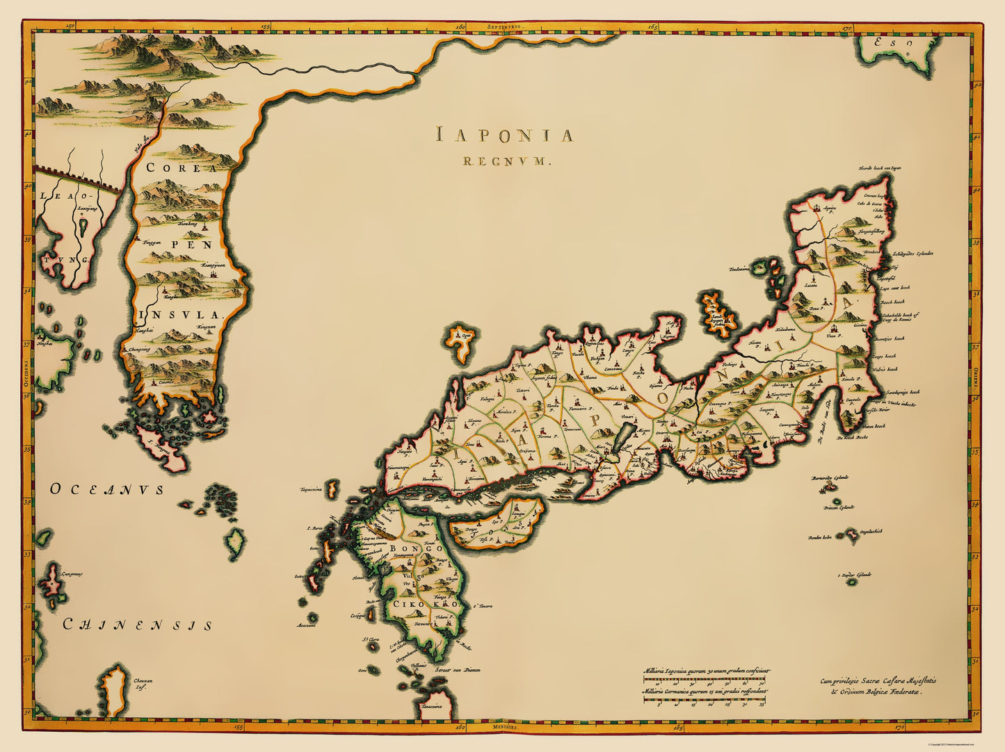 Historic Map - Japan - Blaeu 1655 - 23 x 30.70 - Vintage Wall Art