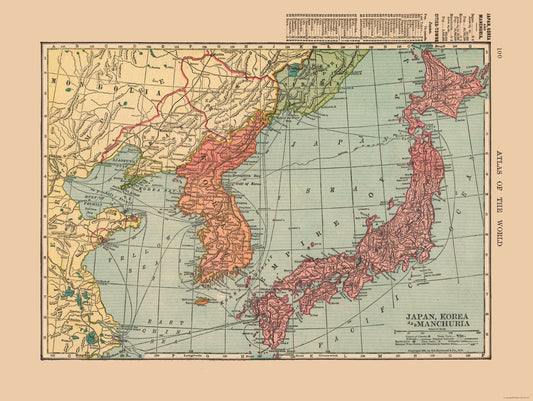 Historic Map - Manchuria Korea Japan China - Hammond 1910 - 30.54 x 23 - Vintage Wall Art