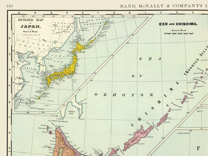 Historic Map - Japan - Rand McNally 1897 - 30.60 x 23 - Vintage Wall Art