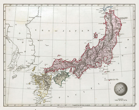 Historic Map - Japan - Arrowsmith 1825 - 29.21 x 23 - Vintage Wall Art