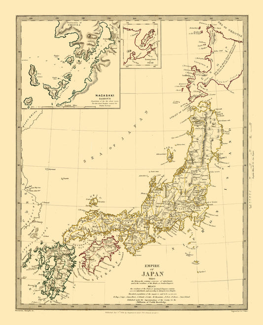 Historic Map - Japanese Empire - Chapman 1835 - 23 x 28.40 - Vintage Wall Art