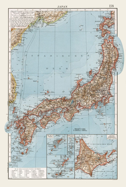 Historic Map - Hokkaido Japan - Andree 1905 - 23 x 34.10 - Vintage Wall Art