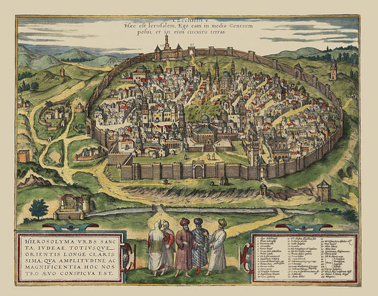 Historic Map - Jerusalem Israel Holy City - Braun 1575 - 29.38 x 23 - Vintage Wall Art