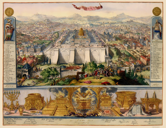 Historic Map - Jerusalem Israel Temple - D'Hooghe 1687 - 23 x 29.99 - Vintage Wall Art