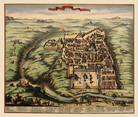 Historic Map - Jerusalem Israel - 1600 - 23 x 27.26 - Vintage Wall Art