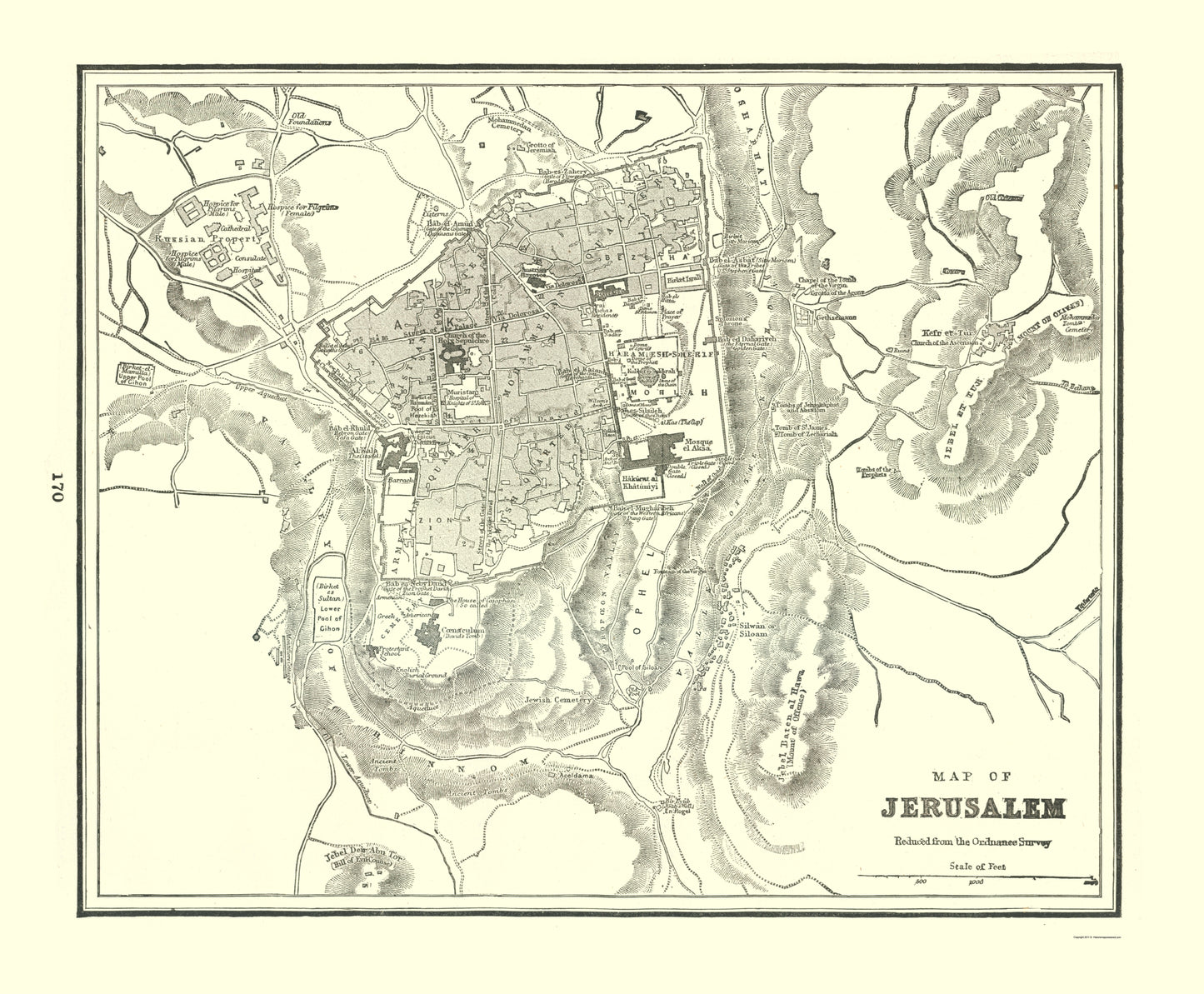 Historic Map - Jerusalem Israel - Rathbun 1893 - 23 x 27.85 - Vintage Wall Art