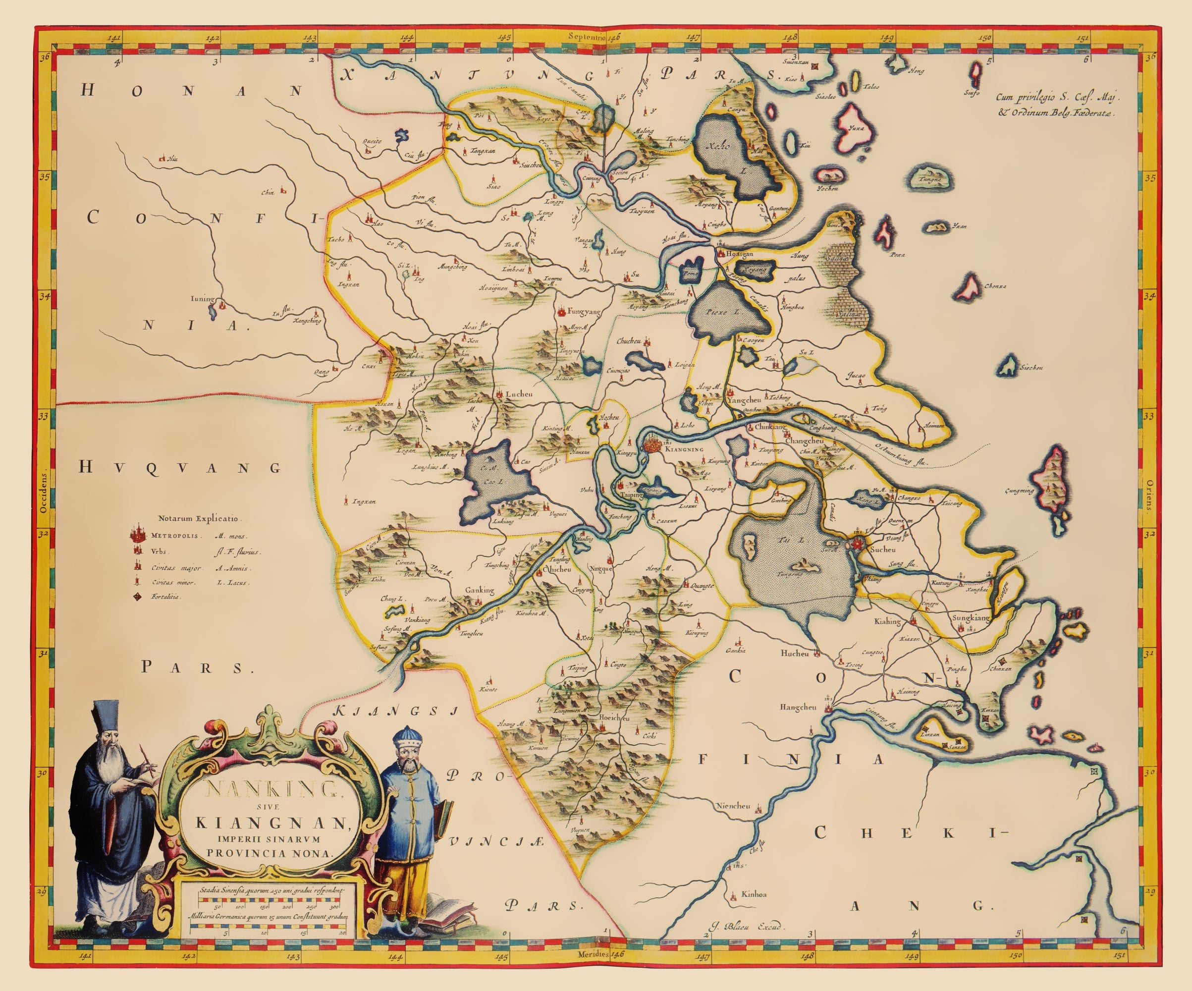 Historic Map - Jiangsu China Province - Blaeu 1655 - 23 x 27.66 - Vint ...