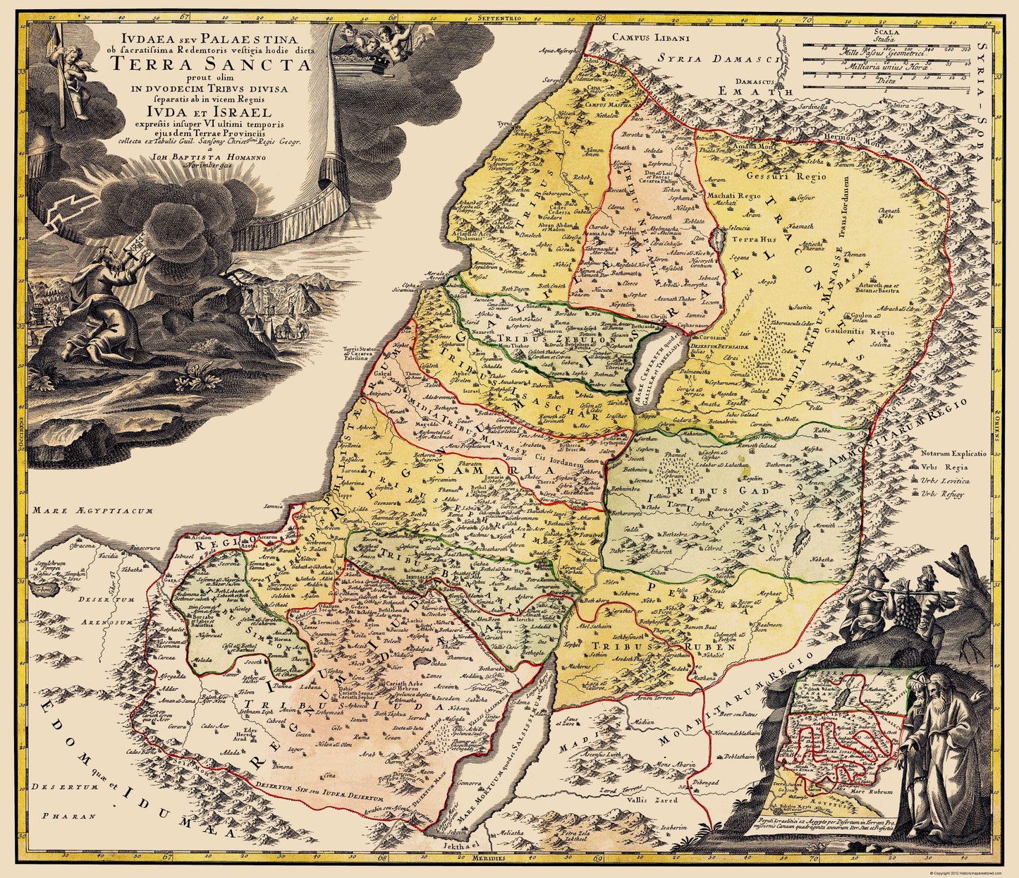 Historic Map - Israel Judea Palestine Holy Land- Homann 1744 - 23 x 26.71 - Vintage Wall Art