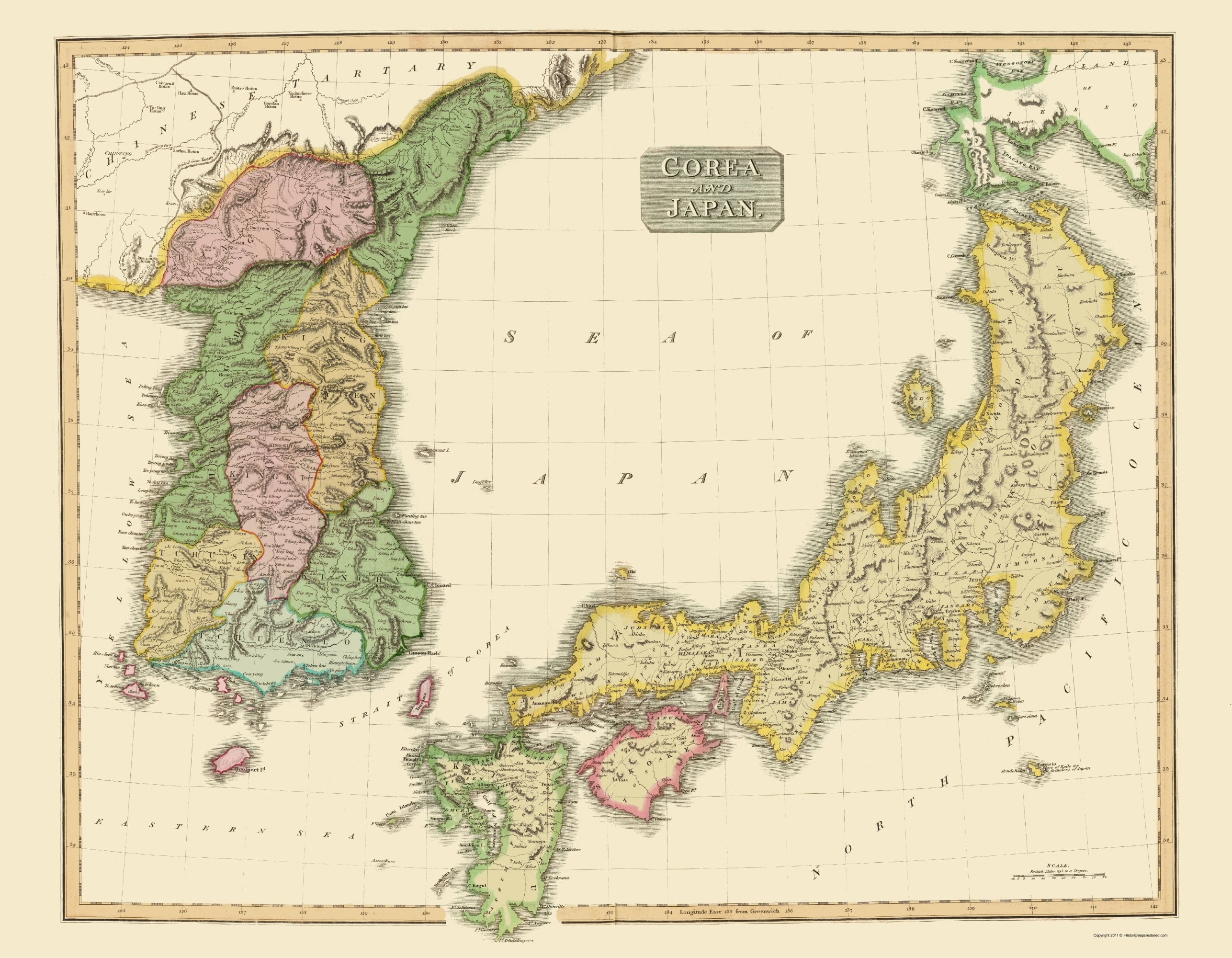 Historic Map - Korea Japan - Thomson 1815 - 23 x 29.59 - Vintage Wall ...