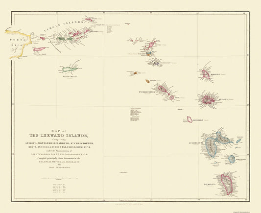 Historic Map - Leeward Islands Virgin Islands - Stanford 1904 - 28.19 x 23 - Vintage Wall Art