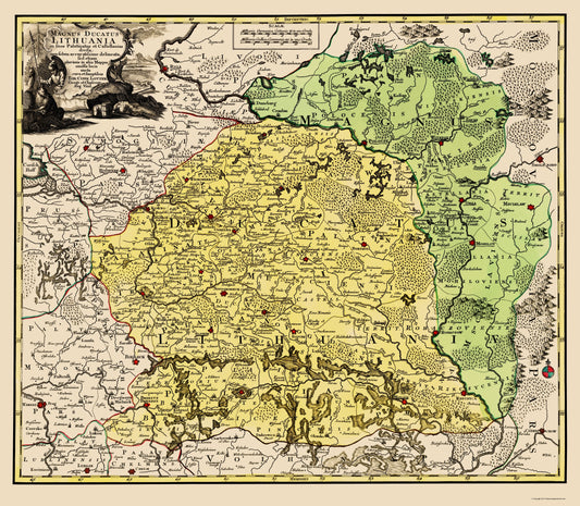 Historic Map - Lithuania Magnus Ducatus Eastern Europe - Ottens 1788 - 23 x 26.38 - Vintage Wall Art