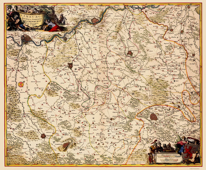 Historic Map - Limburg Province Belgium - Visscher 1680 - 23 x 27.79 - Vintage Wall Art