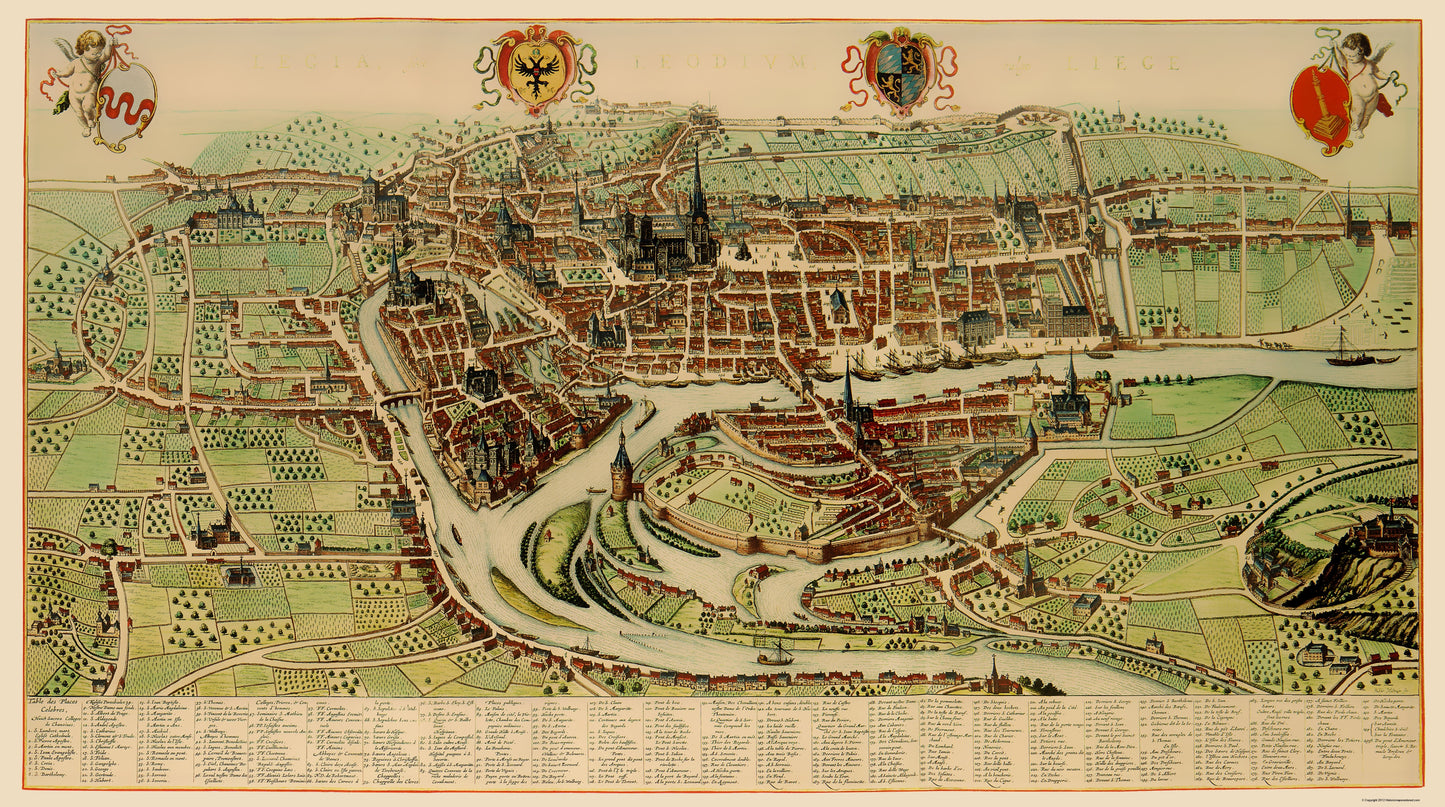 Historic Map - Liege Belgium - Blaeu 1649 - 23 x 41.20 - Vintage Wall Art