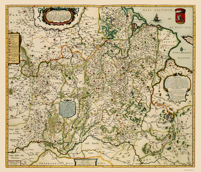 Historic Map - Lithuania - Blaeu 1648 - 23 x 26.95 - Vintage Wall Art