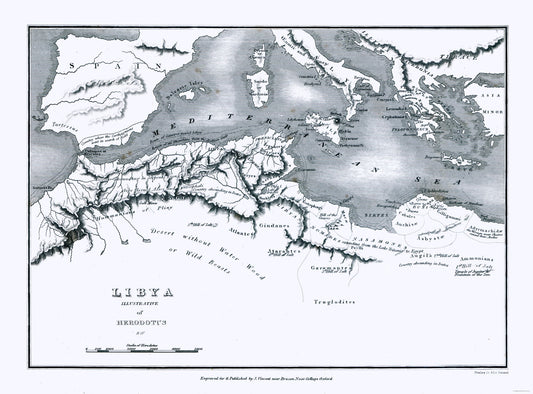 Historic Map - Libya Herodotus - Oxford 1828 - 31.10 x 23 - Vintage Wall Art