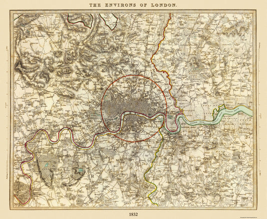 Historic Map - London England - Chapman 1832 - 28.06 x 23 - Vintage Wall Art