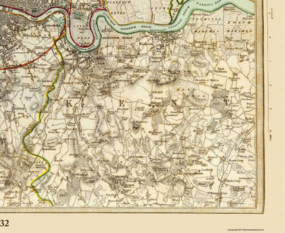 Historic Map - London England - Chapman 1832 - 28.06 x 23 - Vintage Wall Art