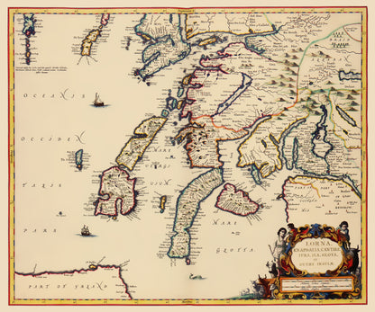 Historic Map - Lorne Scotland - Blaeu 1654 - 23 x 27.58 - Vintage Wall Art