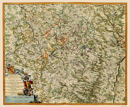 Historic Map - Lorraine Region France - Visscher 1681 - 23 x 27.85 - Vintage Wall Art