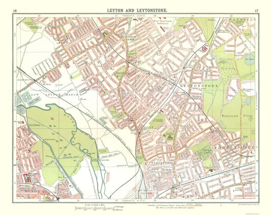 Historic Map - Leyton Leytonstone London - Bartholomew 1921 - 28.88 x 23 - Vintage Wall Art