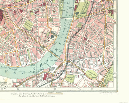 Historic Map - Brompton Pimlico London - Bartholomew 1921 - 28.92 x 23 - Vintage Wall Art