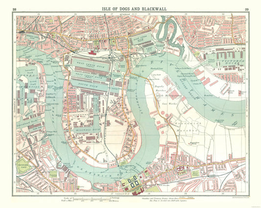 Historic Nautical Map - Isle of Dogs Blackwall London - Bartholomew 1921 - 28.81 x 23 - Vintage Wall Art