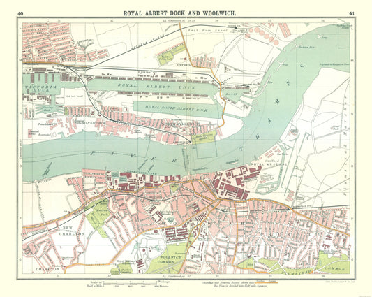 Historic Map - Royal Albert Dock Woolwich London - Bartholomew 1921 - 28.86 x 23 - Vintage Wall Art