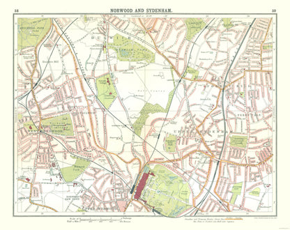 Historic Map - Norwood Sydenham London  - Bartholomew 1921 - 28.96 x 23 - Vintage Wall Art